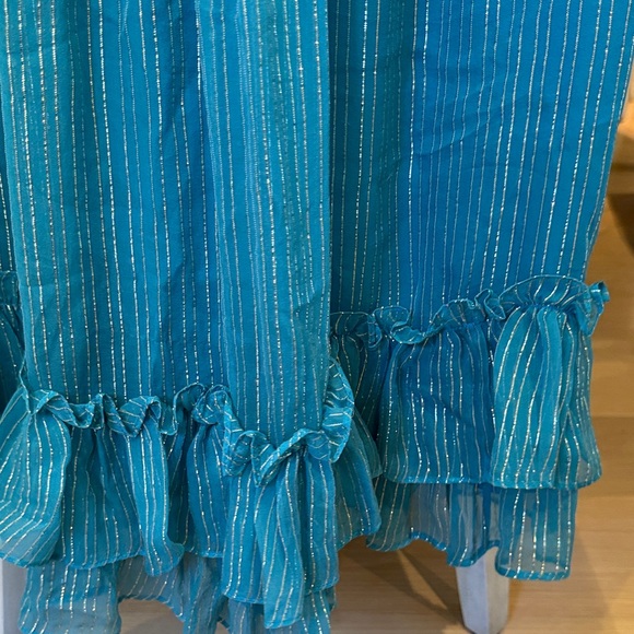 Chic Blue Ruffled Mini Dress - Picture 3 of 10